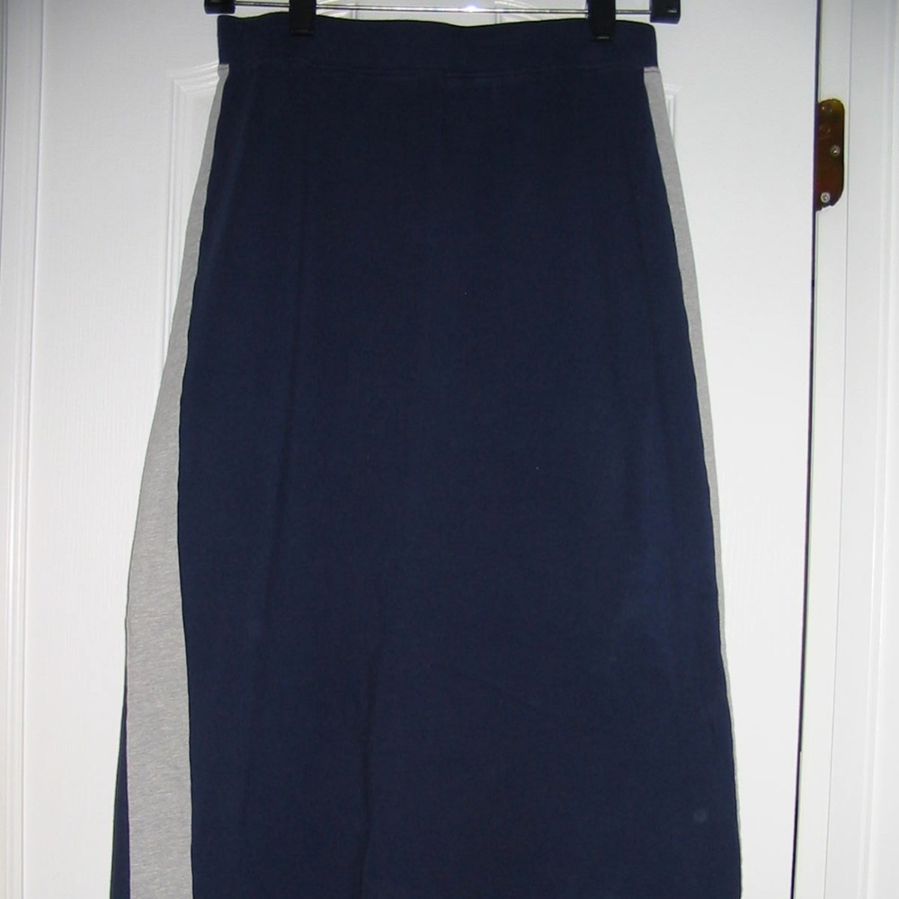 Navy Cotton Maxi Skirt with Grey Side Panel  XS